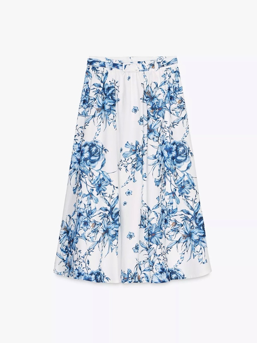 Zara White & Blue Floral Two-Piece Midi Dress & crop top - Picture 6 of 7